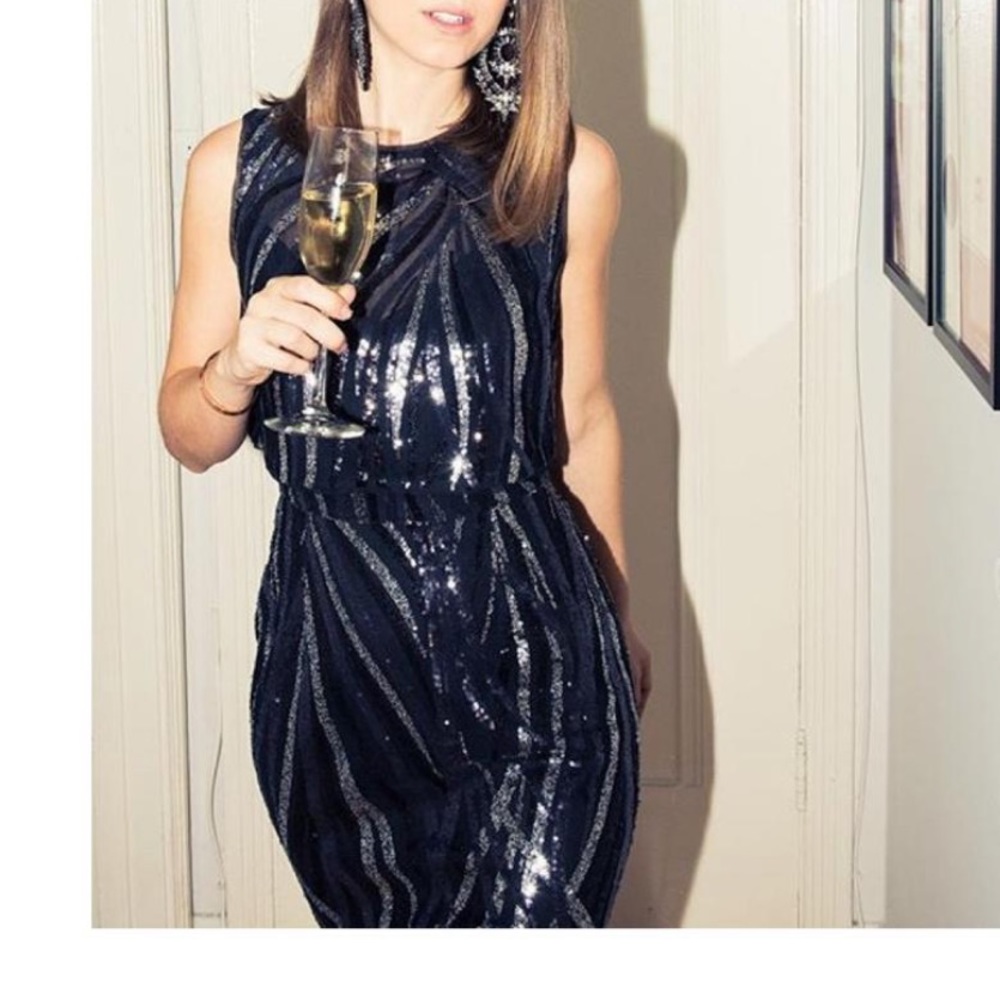 BCBGMAXAZRIA Black Silver Cocktail Dress